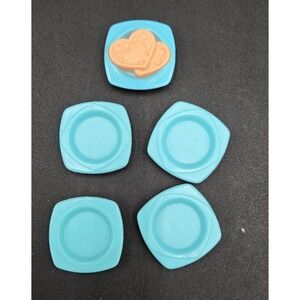 Vtg Barbie Dollhouse Replacement Pale Blue Plates